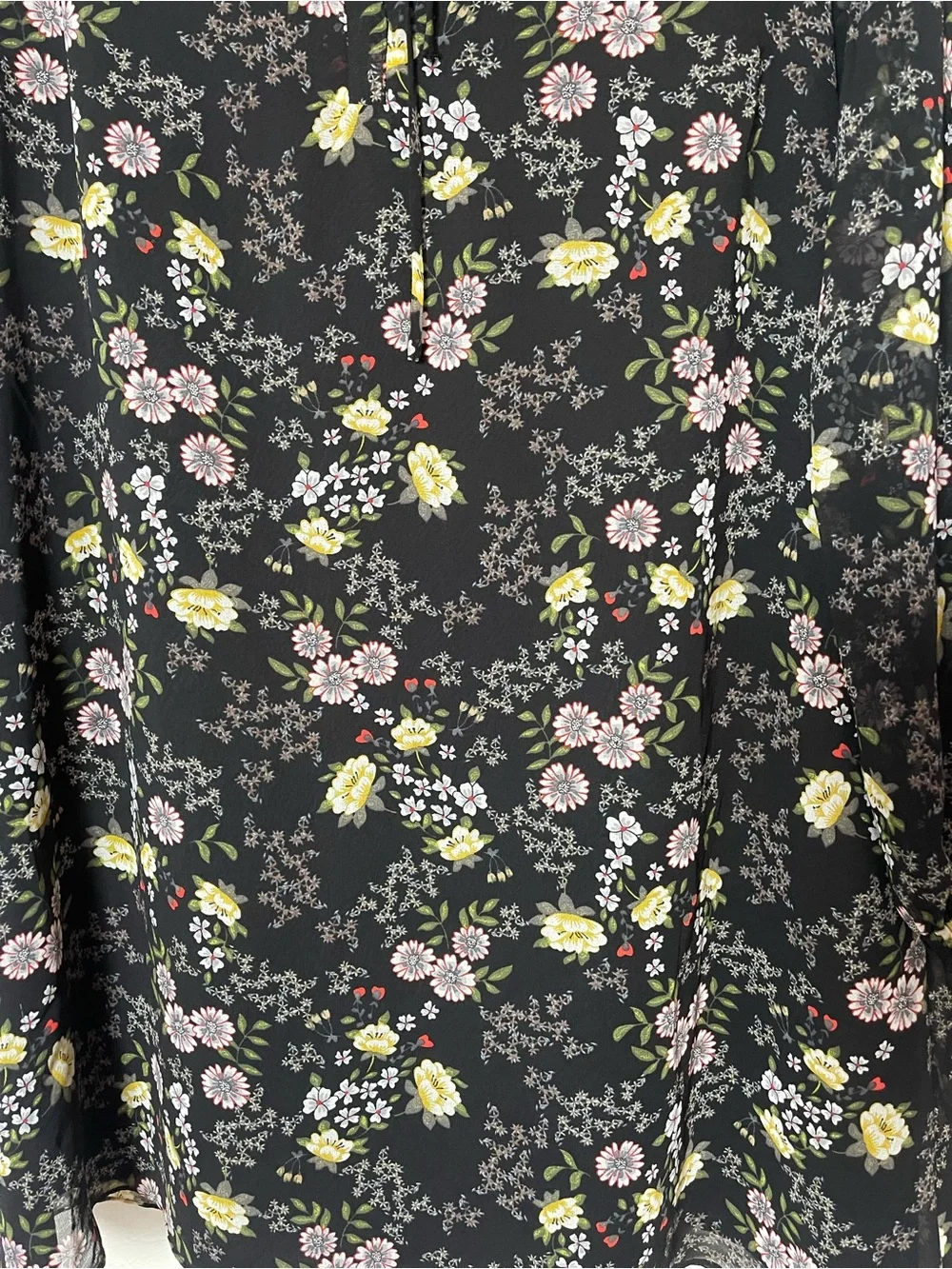 1.STATE Floral Tie Neck Sheer Long Sleeve Tunic Dress Size Large - Picture 6 of 6